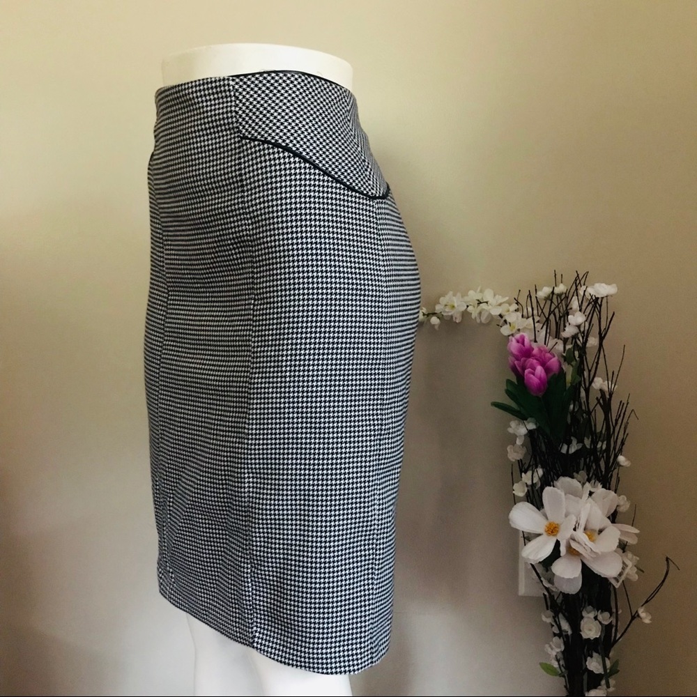 NYCC Women’s Houndstooth Lined Black/White Midi Skirt Size 8
